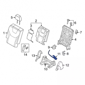 Left rear row tilt motor for Ford Edge 15-24 without frame