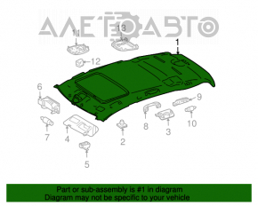 Mercedes W164 ML headlining gray under the sunroof, dents, fabric peeled off, for dry cleaning, dents