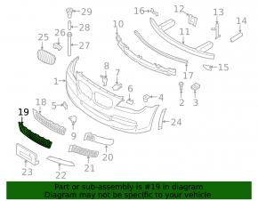 Lower front bumper grille for BMW 7 Series F01 11-15 with M Package, with active cruise