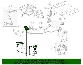 Hood lock for Lexus LX570 08-15 pre-restyling