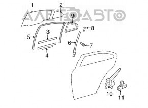 Left rear door window guide for Lexus ES350 07-12