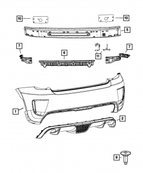Rear Bumper Mount Center Fiat 500 12-19