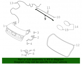 Right trunk lid hinge torsion bar for Hyundai Sonata 20-23 without spoiler