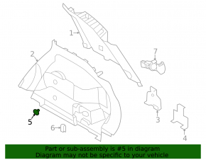 Left trunk trim cover for Nissan Rogue 14-19 black