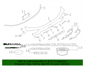 SUBARU Emblem Tailgate Subaru Outback 20-
