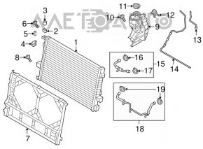 Upper left radiator mount for Porsche Cayenne 19-26 with bushing, rubber + plastic