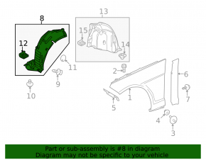 Front left fender liner for Mercedes W212 10-16