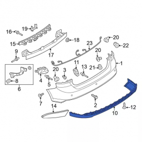 Rear bumper lip with molding Ford Focus mk3 15-18 rest ST