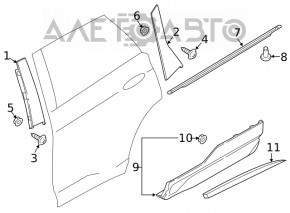 Door trim side rear left Ford Edge 15-24 front