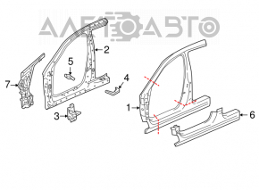 Body pillar center right Acura TLX 15-