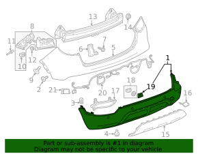 Buick Encore 20-22 rear bumper lip structure without parking sensors