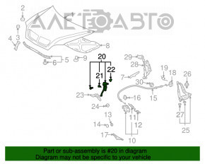 Lever with hood lock clamp Lexus RX300 RX330 RX350 RX400h 04-09