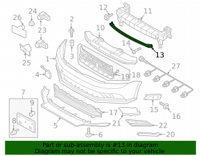 Front bumper reinforcement lower bar VW Jetta 15-18 USA