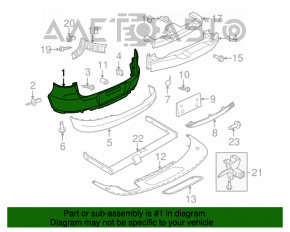 Rear bumper bare VW Tiguan 12-17 rest upper part