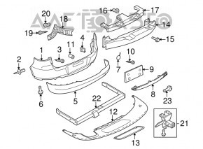 Rear bumper bare VW Tiguan 12-17 rest upper part