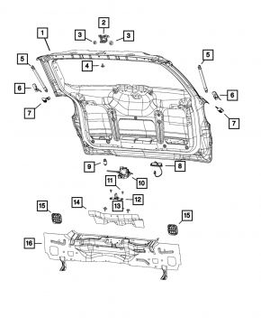 Trunk door shock absorber left Fiat 500L 14-19