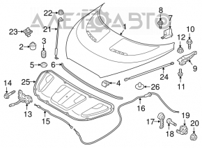 Hood hinge right Hyundai Veloster 12-16