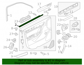 Glass seal inside front left door VW Touareg 11-17