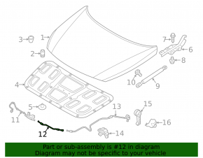 Hood Release Cable Front Hyundai Sonata 15-19