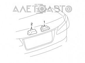 Right trunk lid number plate light for Lexus IS 14-15