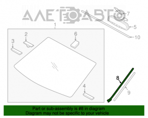 Windshield molding right Hyundai Azera 12-17