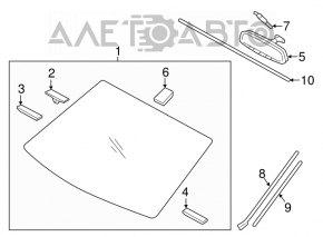 Windshield molding right Hyundai Azera 12-17