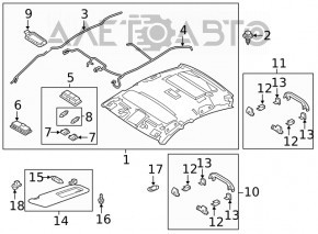 Left visor Mazda 6 18-21 without sunroof, beige, with backlight