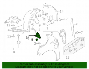 Front right fender bracket for Chevrolet Volt 11-15