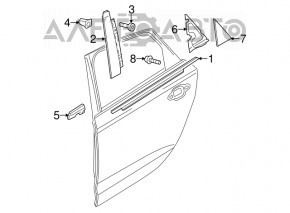 Triangle of the rear left door of Audi A6 C7 12-18 black gloss, scratches
