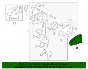 Left mirror element Audi Q5 80A 18-24 heating