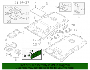 Left visor VW Passat b8 16-19 USA beige, for backlight, without hook, for cleaning