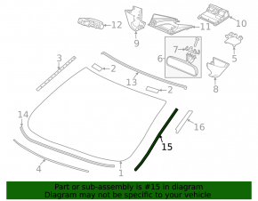 Left windshield molding for Honda Civic XI FE/FL 22-26 4d black