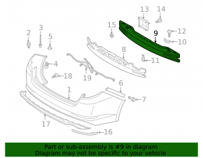 Rear bumper reinforcement for Kia Optima 2011-2013 pre-rest USA