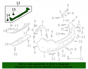 Rear bumper mount, center lower Mazda 3 19- 4d Mexico built, pressed, broken