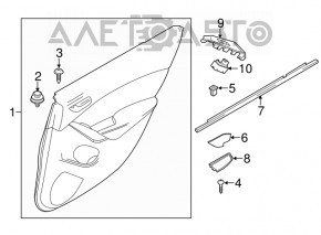Door trim card rear left Mazda 6 13-15 grand touring BOSE red stitching