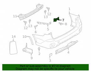 Rear bumper mount under the left light Subaru Outback 20-