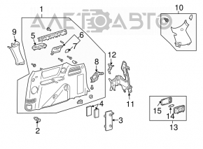 Right rear pillar trim for Toyota Sienna 2010-2011