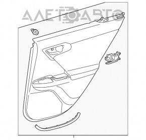 Door trim panel, rear left, Lexus CT200h 11-17, black with beige insert