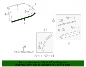 Molding door-glass central rear right Lexus RX350 RX450h 16-22