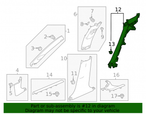 Honda Civic XI FE/FL 22-26 5d Black Right Lower Rear Pillar Trim