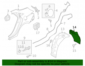 Rear left fender liner, rear part, Hyundai Elantra 21-23 N Line, for R18