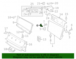 Radiator bracket lower left Porsche Panamera 10-16