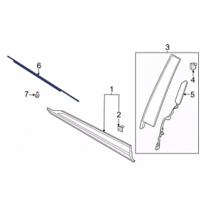 Molding door-glass central front left Ford Escape MK4 20-24 mat