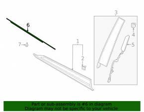 Molding door-glass central front left Ford Escape MK4 20-24 mat