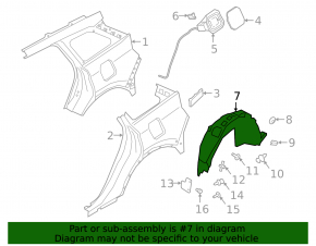 Lincoln Corsair 20-26 rear left fender liner