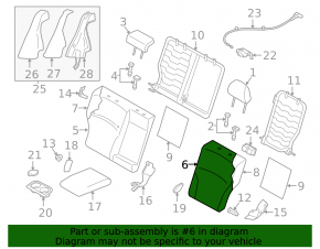 Subaru Legacy 15-16 Left Rear Seat Backrest Black Fabric