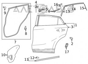 Door assembly rear left Toyota Venza 21-24 white 070, keyless, butt