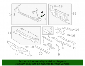Mitsubishi Lancer 10-17 left upper windshield wiper grille seal