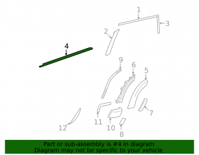 Door-glass molding, center rear right, Toyota Rav4 2006-2012