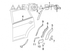 Door-glass molding, center rear right, Toyota Rav4 2006-2012